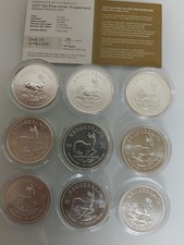 9x ONZAS PLATA KRUGERRAND 2017-2025 COMPLETA 999 SUDÁFRICA
