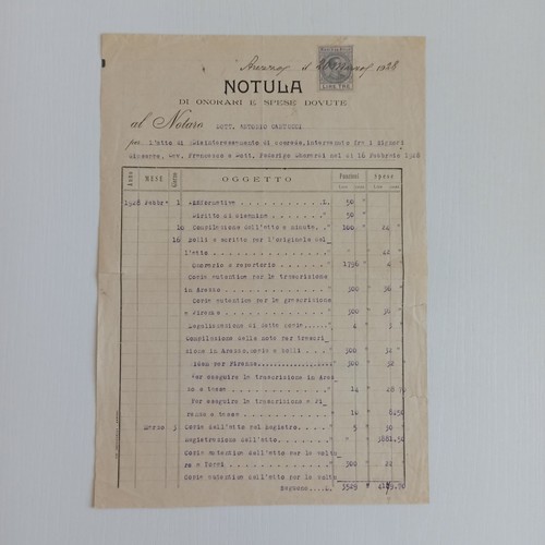 1928 notula onorario - notula, e