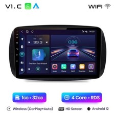 RADIO 2 DIN 9" PER SMART 453 BLUETOOTH NAVIGATORE USB ANDROID WiFi 1/32 CARPLAY 