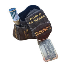 RARA CINTURA UNDERBERG IN PELLE CUOIO SCAMOSCIATA FIBBIA 12 BOTTIGLIETTE OMAGGIO