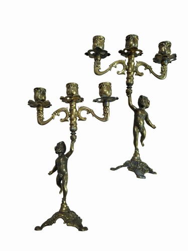 Coppia antichi candelabri - , in