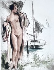 Acquaforte a colori "Nudo con