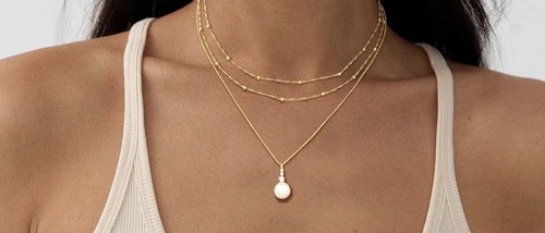 Collana strati placcata oro - collana,