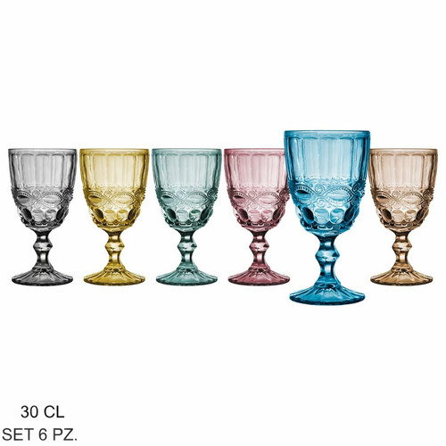 6calici vetro colorato 30cl - colorato,
