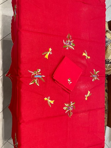 Tovaglia vintage lino rosso - vintage, in