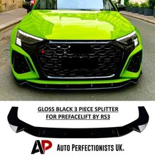 Kit labbro spoiler splitter anteriore nero lucido Audi RS3 8Y PREFACELIFT 2020-24