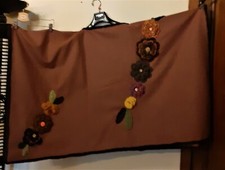  Poncho  uncinetto  fiori  unico fatto a mano marrone brown