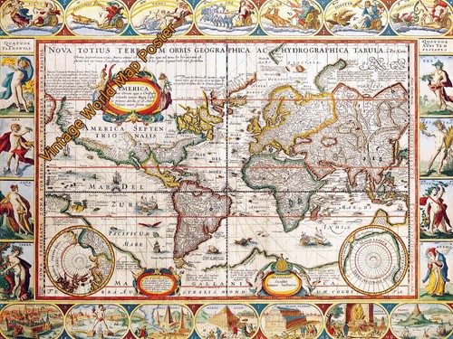 Vecchio poster geografico - , e