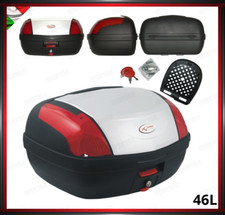 BAULETTO 46 LITRI BIANCO SCOOTER MOTO TOP CASE UNIVERSALE BAULE CON PIASTRA