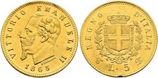 5 Lire 1865 oro Torino rara e stupenda Vit.Em.II
