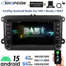 DAB+ 4+64GB CarPlay Android 15 autoradio GPS per VW Golf 5 6 Passat Polo Touran