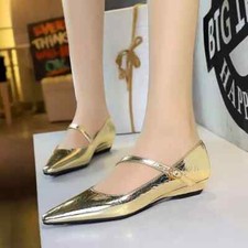 Mocassini Scarpe Ballerine Mocassini Oro Lucido Pelle Sintetica 31078