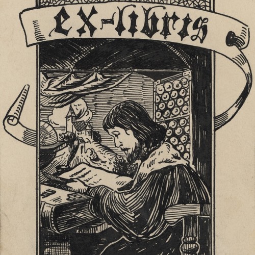 Exlibris zeichnung tinte - exlibris, fj
