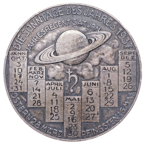 Medaglia calendario 1937
