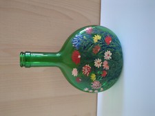bottiglia in vetro dipinta a mano anni 50