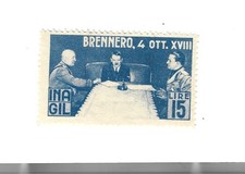 marca da bollo  ASS.   INA   GIL LIRE    15    BRENNERO  4    OTTOBRE    A. X111