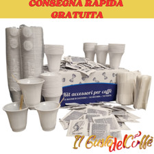 Kit Accessori Caffè PLASTICA 900pz 300 bicchieri 300 bustine zucchero 300palette