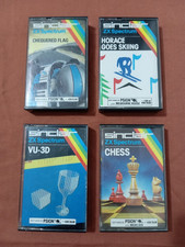 x4 Giochi ZX SPECTRUM Sinclair PSION Vintage Cassette CHESS VU- 3D HORACE FLAG !