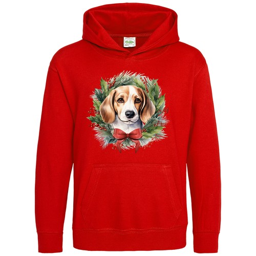 Beagle christmas wreath hoodie - wreath,