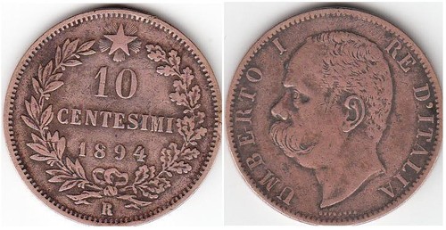Centesimi 1894 zecca di - zecca,