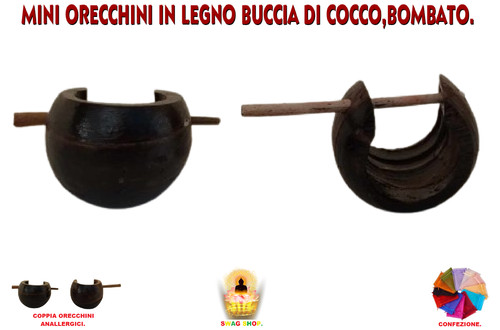 Orecchini legno cocco rasta - orecchini,