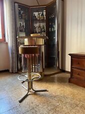 MOBILE BAR 1 SGABELLO ACCIAIO PELLE VETRO DESIGN ANNI '70 VINTAGE 