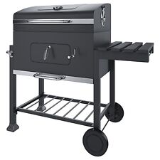 Barbecue a carbone BBQ giardino con ruote termometro ripiano laterale e 4 ganci
