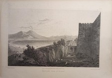 NAPOLI da S. Elmo - incisione inglese su acciaio originale, datata 1819