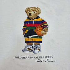 Polo Ralph Lauren Mens 3XL White Polo Bear Basketball Graphic T Shirt