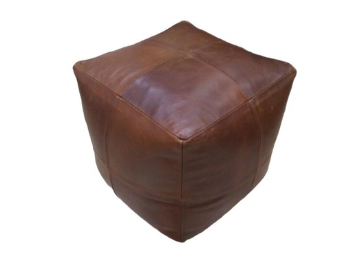 Square leather moroccan pouf - square,