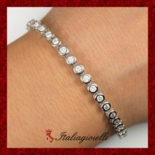 Magnifico Bracciale Tennis Brillante in Argento 925 Rodiato Oro Bianco