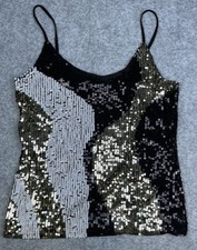 Canotta donna vintage Y2K paillettes cami taglia M abbigliamento club appariscente
