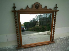 Specchio antico intarsiato XX secolo specchiera 93x97 legno shabby chic liberty