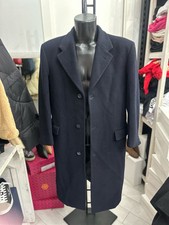 Cappotto In 100% Misto Cashmere Usato Uomo Man Tg50 Blu LLV1562