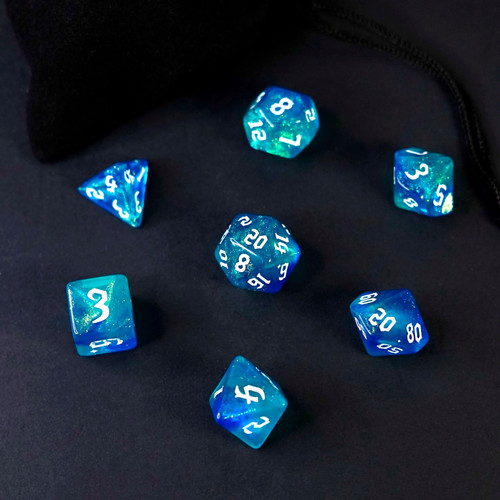 Set dadi azzurri luccicanti - set,