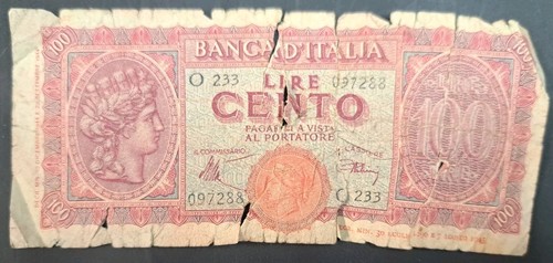 1944 italy 100 lire p75a - italy,