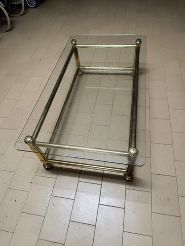 Tavolo tavolino vetro ottone - vetro,