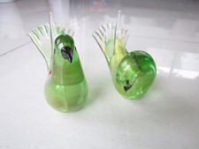 Colomba in vetro arte italiana Murano vintage come nuova verde con polvere oro infusa