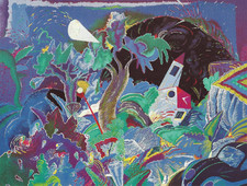 Luca ALINARI: Veduta dall'auto in sosta, serigrafia materica a colori