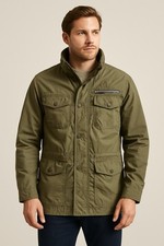 Woolrich Parka Uomo Verde Scuro Foderato in Pile Lg Barn Chore Cappotto di Ispirazione Militare