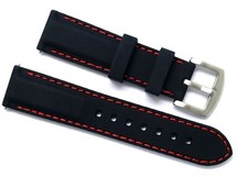 22mm Black Silicone Rubber Red