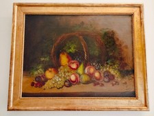 Cesto di Frutta  firmato : Lair - 0lio su Tela del XIX secolo - Sc. Francese