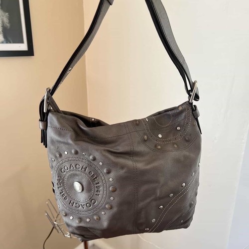 Borsa tracolla coach grigia - a,