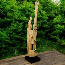 Portacandela Legno di Deriva Lanterna Supporto Trave Antico Decorazione Scultura