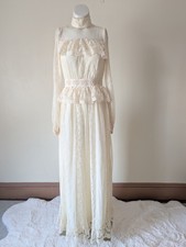 Abito vintage Gunne Sax pizzo 7 abito da sposa cottage edoardiano romantico panna