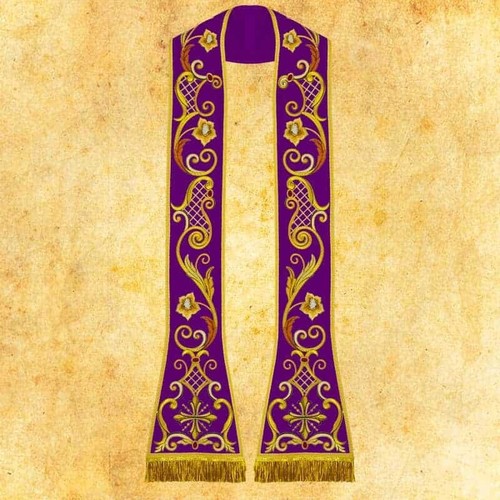 Stola romana ricamata - , viola