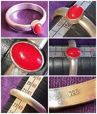 Anello ? CORALLO ? rosso ARGENTO 925 no. 22 gioielli pietra  