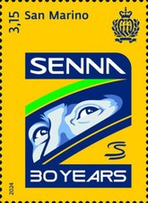 SAN MARINO 2024 30° ANNIVERSARIO MORTE AYRTON SENNA F1 BRASILE FRANCOBOLLO NUOVO