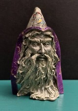 Statuina busto dipinto Comstock CCI mago in peltro Gandalf stregone Merlino GOT FUORI PRODUZIONE