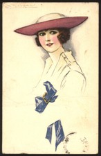 cartolina d'epoca-post card-illustratore  MAUZAN-DONNINE,WOMAN,LADY DECO' 9